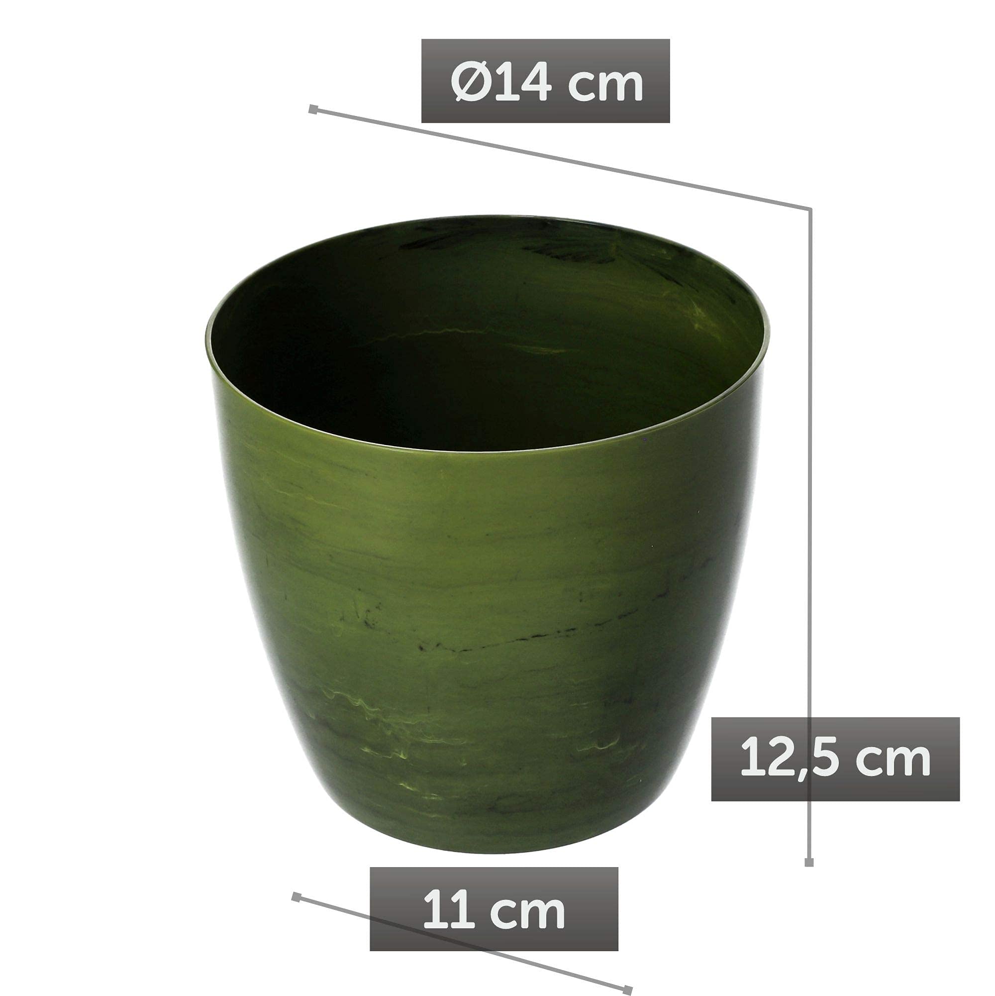 KADAX Blumentop Ø 14cm, Grün, dekorativer Übertopf für Wohnzimmer, Bad, Balkon & mehr – bringt Farbe und Frische in den Raum
