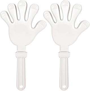 Beistle 2 Piece White Plastic Giant Hand Clappers Noisemakers Birthday Party Favors, 15