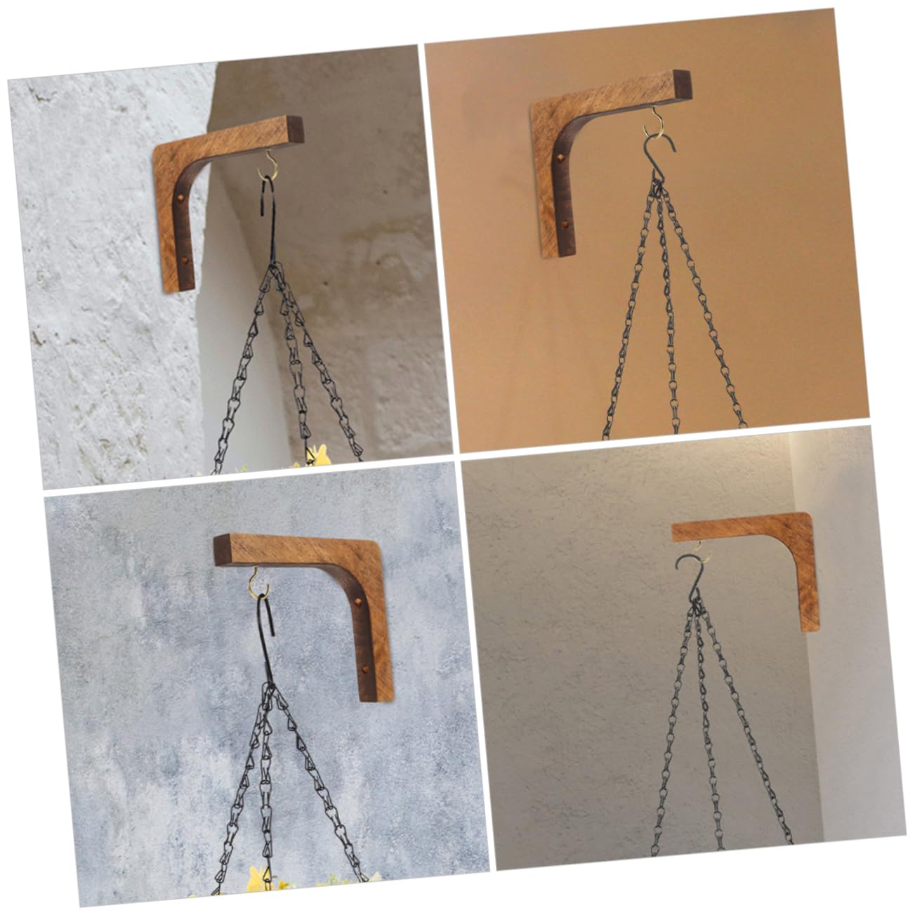 BESPORTBLE 3 Ensembles Crochet Pour Plantes Suspendues Cintre De Panier De Fleurs Crochets Suspendus Pour Pots De Fleurs Crochet Pour Pot De Bois Light Brown 3 Pièces * 3