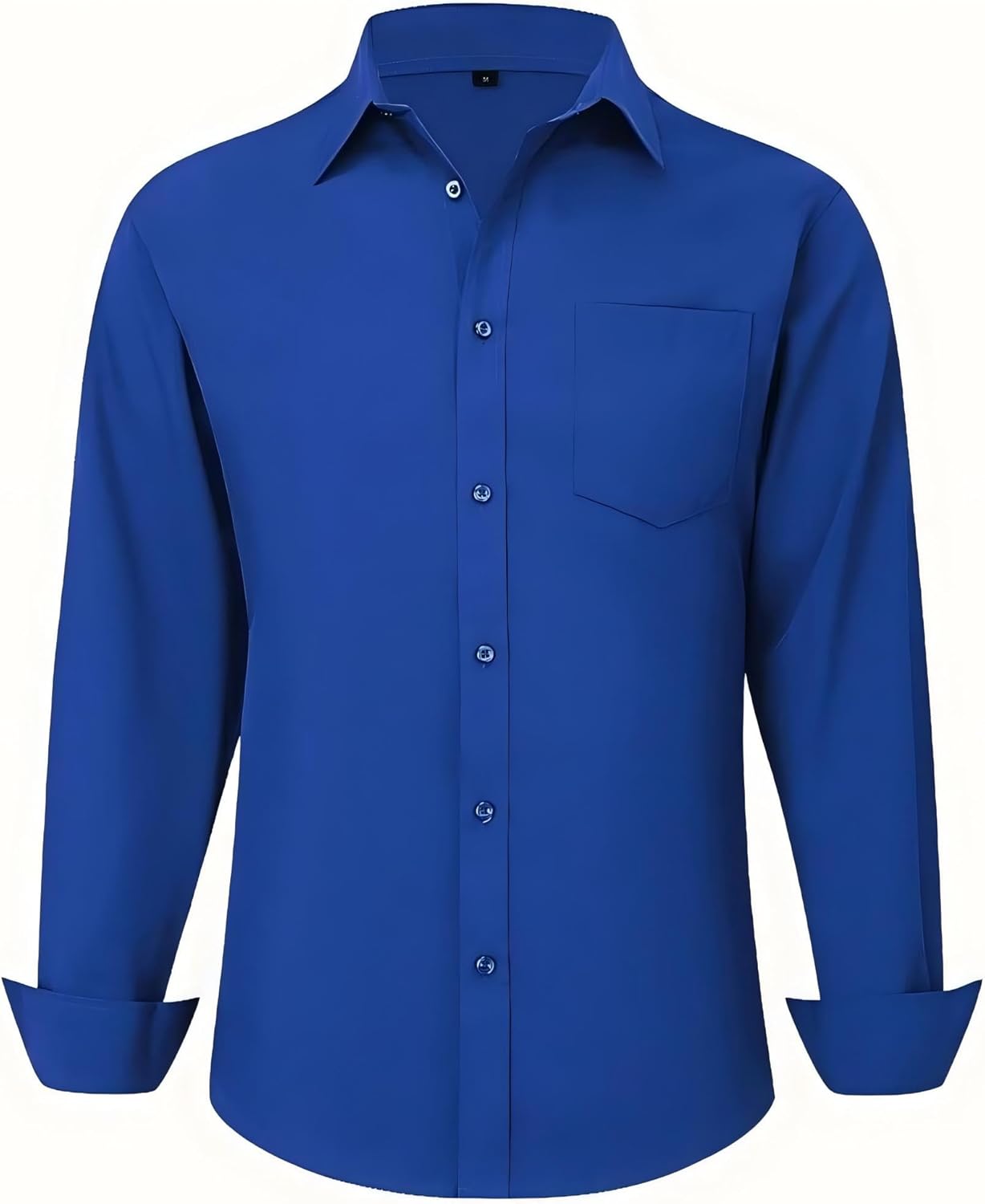 Men's Long Sleeve Dress Shirts, Regular Fit Stretch Wrinkle-Free Business Casual Button-Down Shirts with Front Pocket
