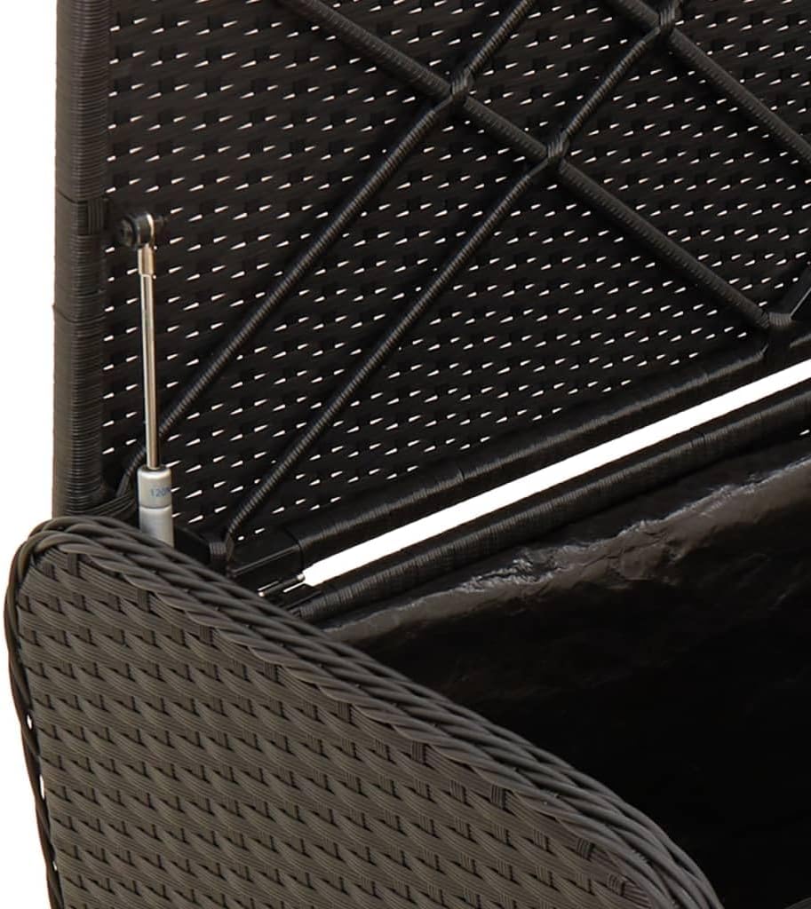 Storage Bench Black PE Rattan Medium Removable Covers,Modern WeatherResistant Outdoor Storage Bench with Comfortable Seating – Stylish Design for Patio, Balcony, or Garden Patio Furniture