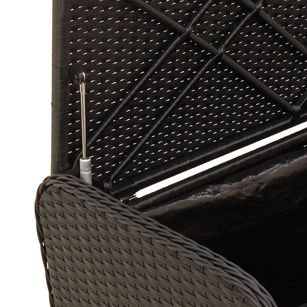 vidaXL Banc de Rangement avec Coussin, Coffre à Jouets, Meuble de Rangement, Organisateur de Jardin Terrasse Patio, Noir Résine Tressée