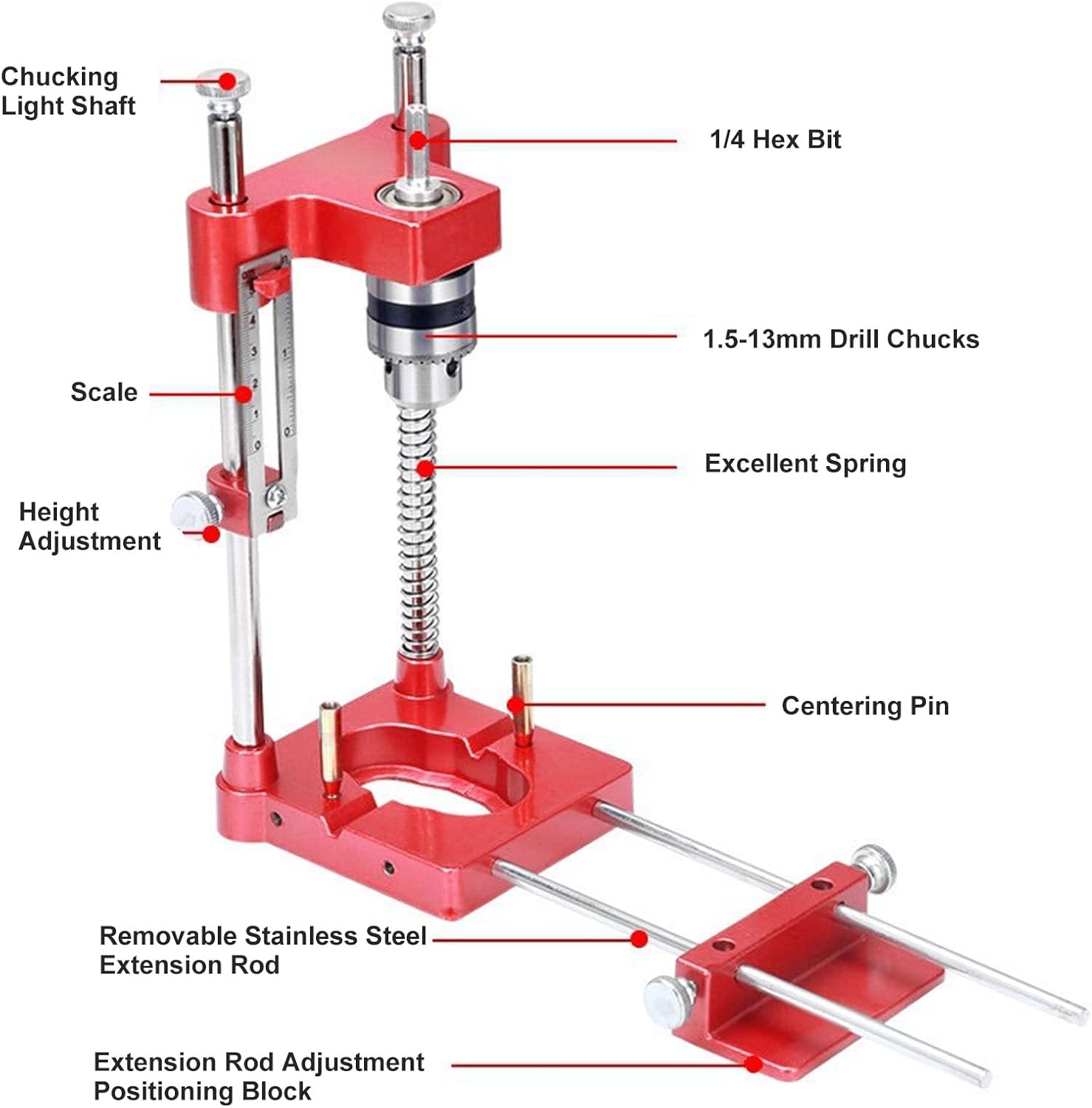 Woodworking Drill Locator, Portable Drillling Guide Adjustable Portable Drilling Tool Precision Drilling Jig Attachment for Installation of Handles Knobs on Doors and Drawer