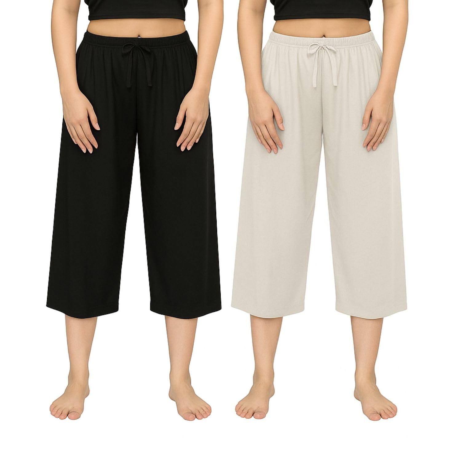 Womens Loosefit Capri For Girls Black,Grey 2Pack-picture-22