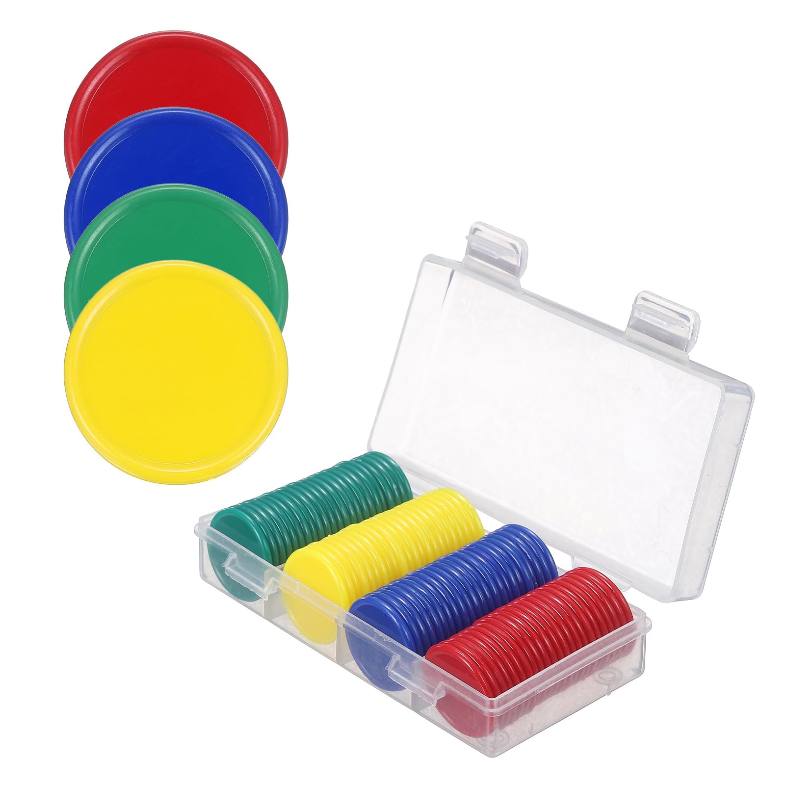 sourcing map 100Pcs Plastic Poker Chips, 25mm, Green/Red/Yellow/Blue