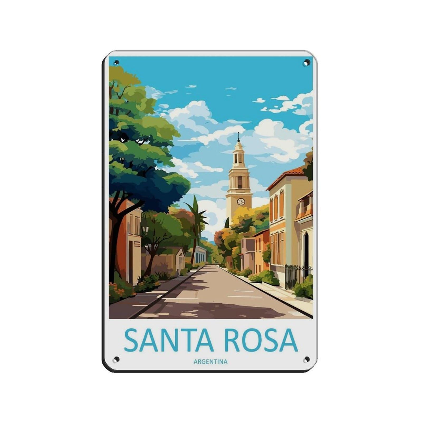 Santa Rosa Travel Art Argentina Travel Poster Retro Poster Metal Tin Sign Chic Art Retro Iron Painting Bar People Cave Cafe Family Garage Poster Wall Decoration 8x12inch(20x30cm)