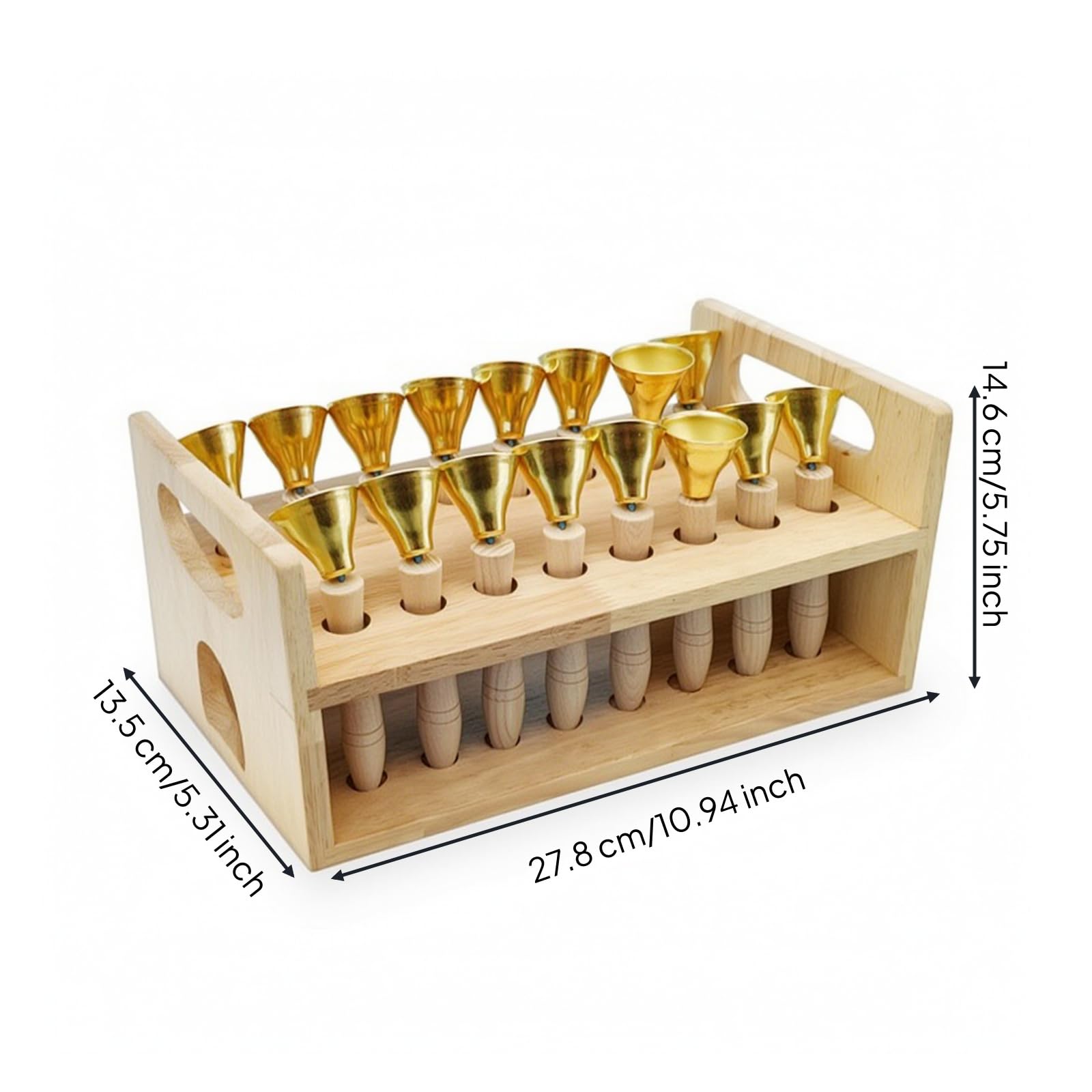 Campana de Percusión Infantil Campana Mano Instrumento Musical Juguete Rítmico con Asa Madera Cómoda y Campana Metal con Estante Estable para Guardar