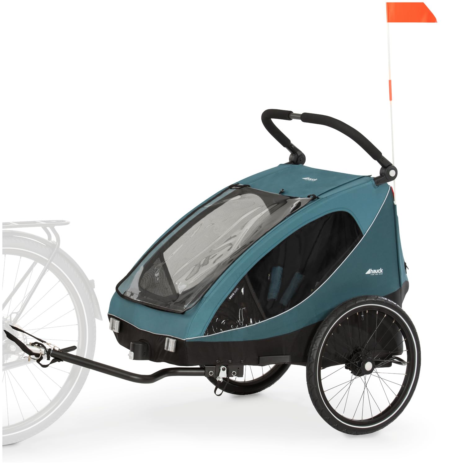 hauck Dryk Duo 2in1 Fahrradanhänger & Buggy für zwei Kinder (Ocean Green)