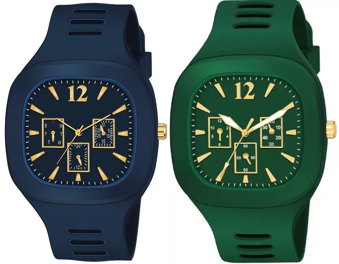 Acnos Silicone Premium Square Blue Green Dial Strap Analog Silicon Strap Addi Stylish Designer Analog Watch Combo For Boys Men Pack Of 2, Blue Band (B0C1T3LPD8) Amazon Price History, Amazon Price Tracker
