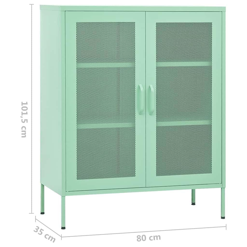 Armadietto in Acciaio Verde Menta 80x35x101,5 cm con 2 Ante in Rete