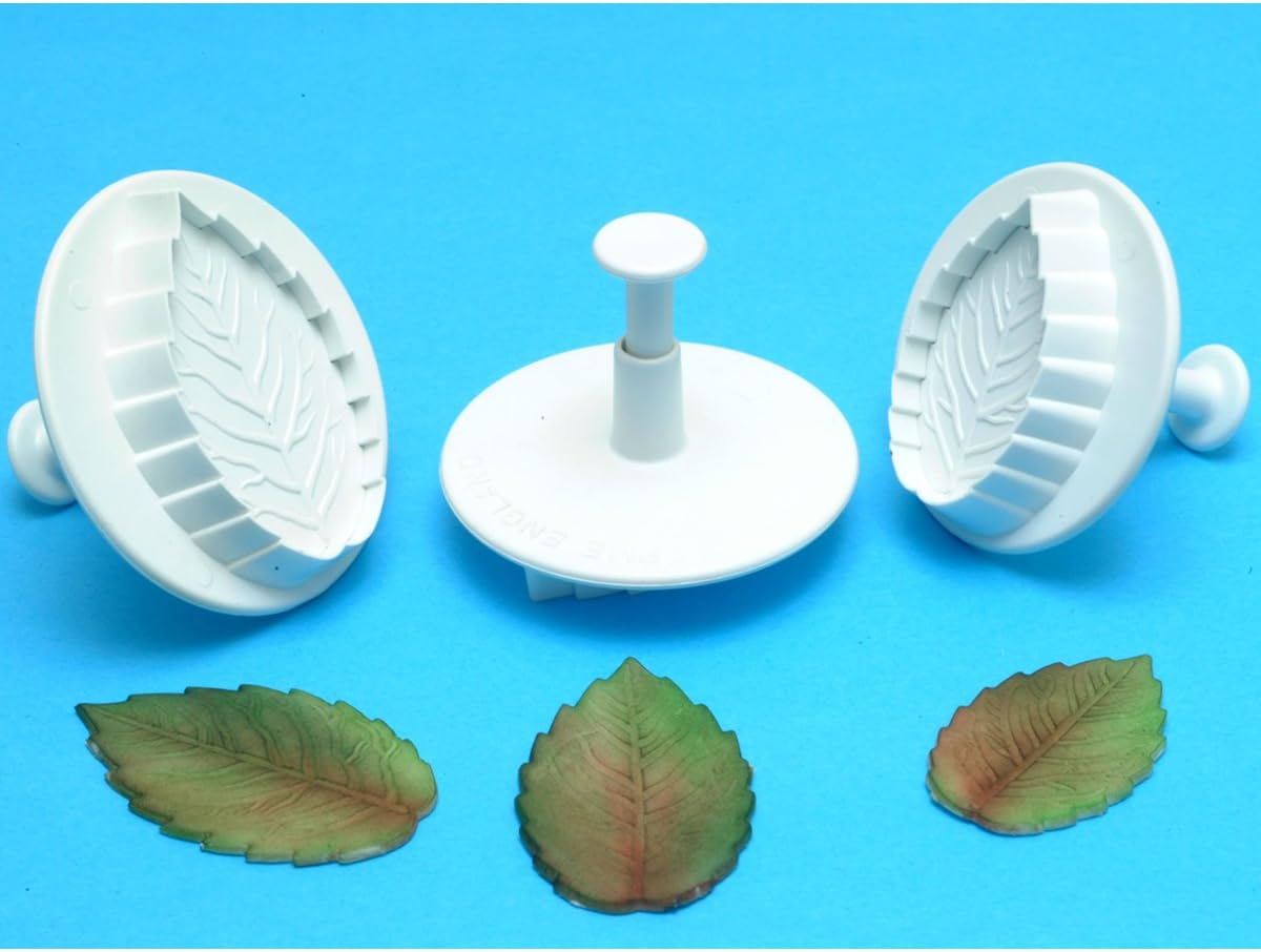 Veined Rose Leaf Plunger 3 piece cutter set