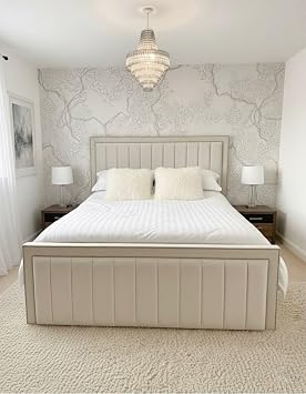 Solid Ottoman Divan Bed, Panel Ottoman Bed Single, Small Double, Double, King, Super King sizes (White Plush Velvet, Double)