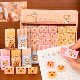 Capybara Eraser for Primary School Student Exam Office Error Correction 4B Eraser Creative Stationery Gift (6Pcs)
