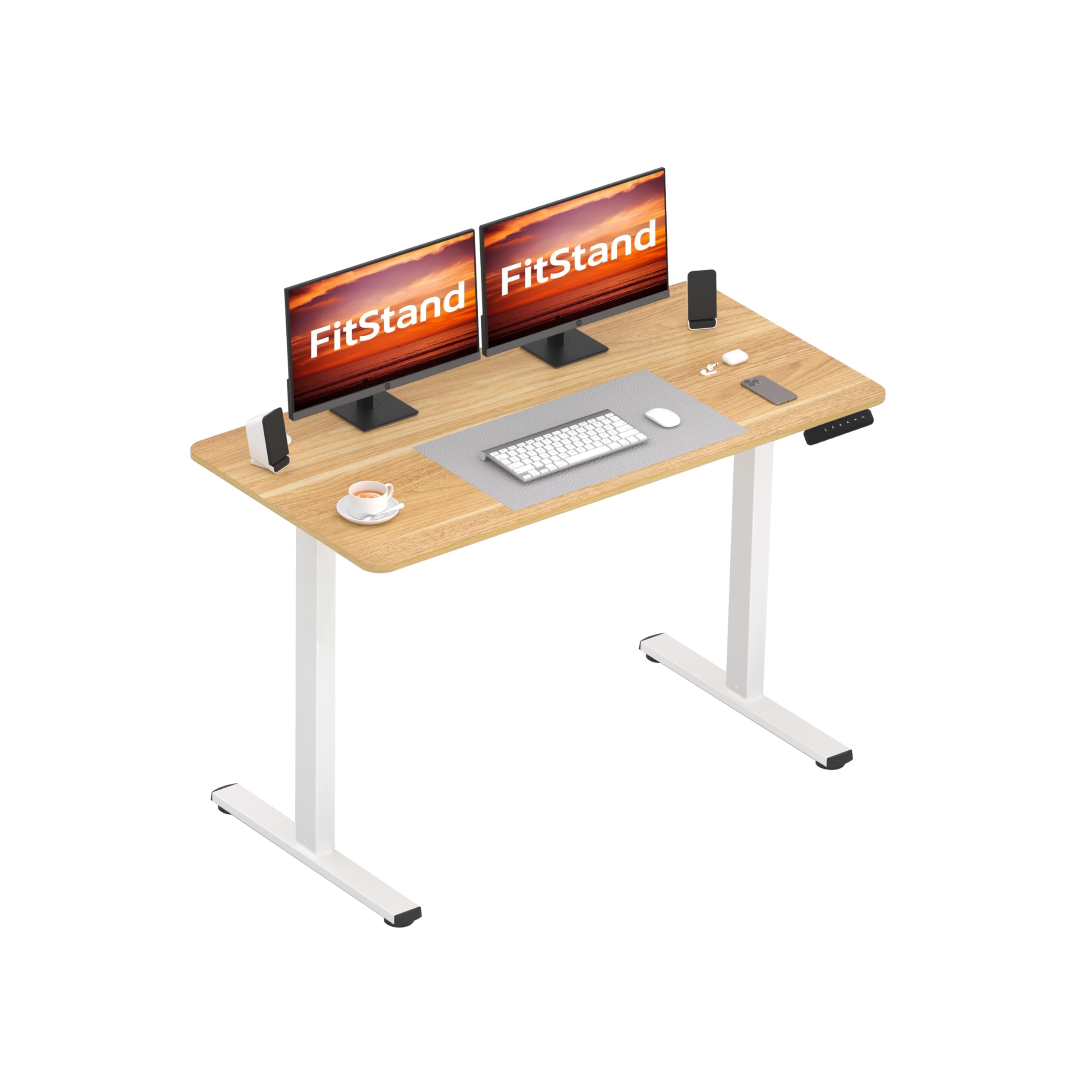 FitStand 120x60cm ONE PIECE Electric Height Adjustable Standing Desk, Sit Stand Desk, Computer Desk With Child Lock, Memory Function, Suitable For Office And Home - Maple โ image 1