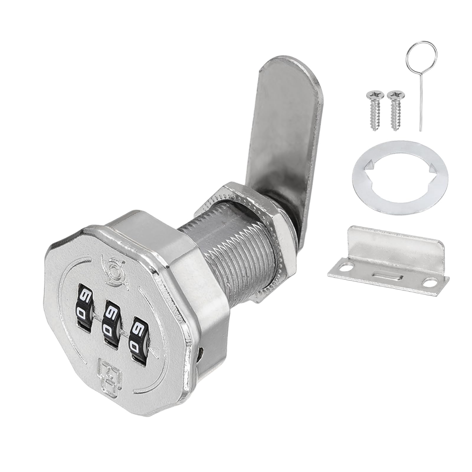 PATIKIL 1 PCS Combination Cabinet Cam Lock, 3-Digit Keyless Metal Locks with 3/16Inch Cylinder for Cabinet Drawer Doors Deposit Box Filing Mailbox, Bright Chrome