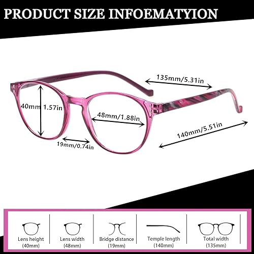 Miniatura 2 de NORPERWIS 5 pares de anteojos de lectura, ajuste estándar con bisagra de resorte para hombres y mujeres (negro, morado, rojo, azul, marrón, 2.00)