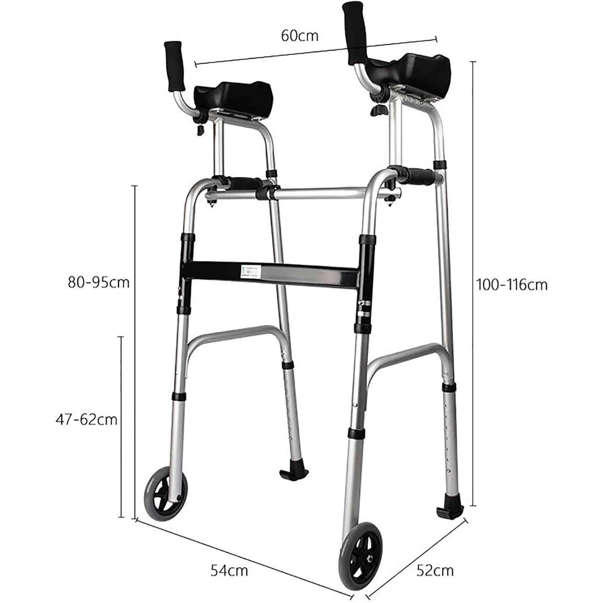 Rollator z uchwytami do chodzenia na stojąco i regulowaną wysokością,