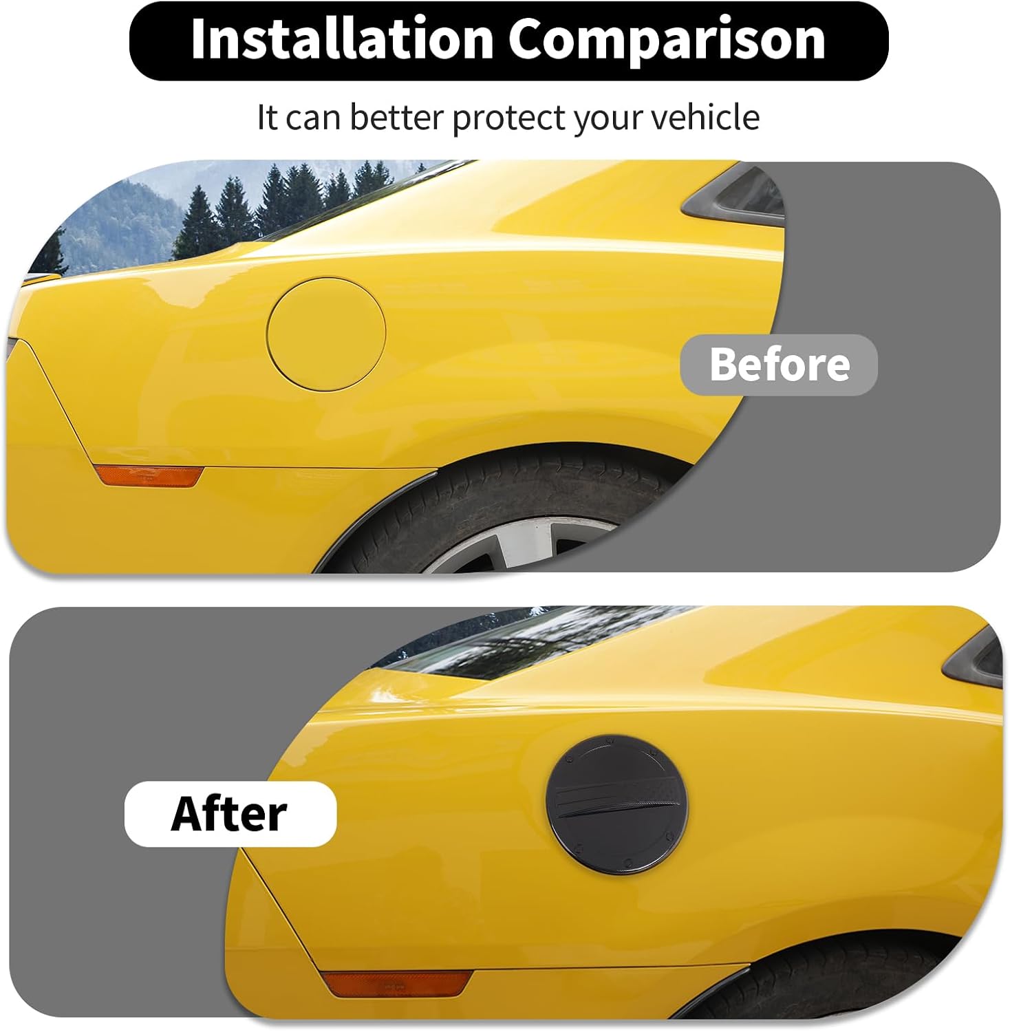 Fuel Filler Door Gas Tank Cap Cover Fit for Chevrolet Camaro 2012-2015 Exterior Accessories Black