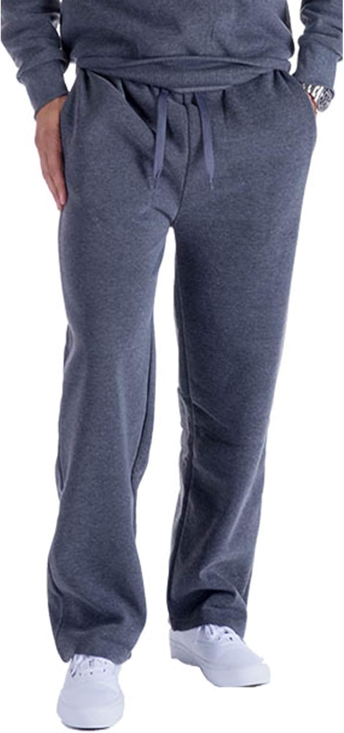 Mens Fleece Sweatpants Casual Athletic Leg Opening Jogger Pants with Pockets