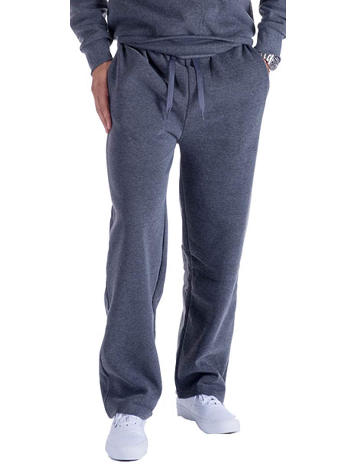 Mens Fleece Sweatpants Casual Athletic Leg Opening Jogger Pants with Pockets