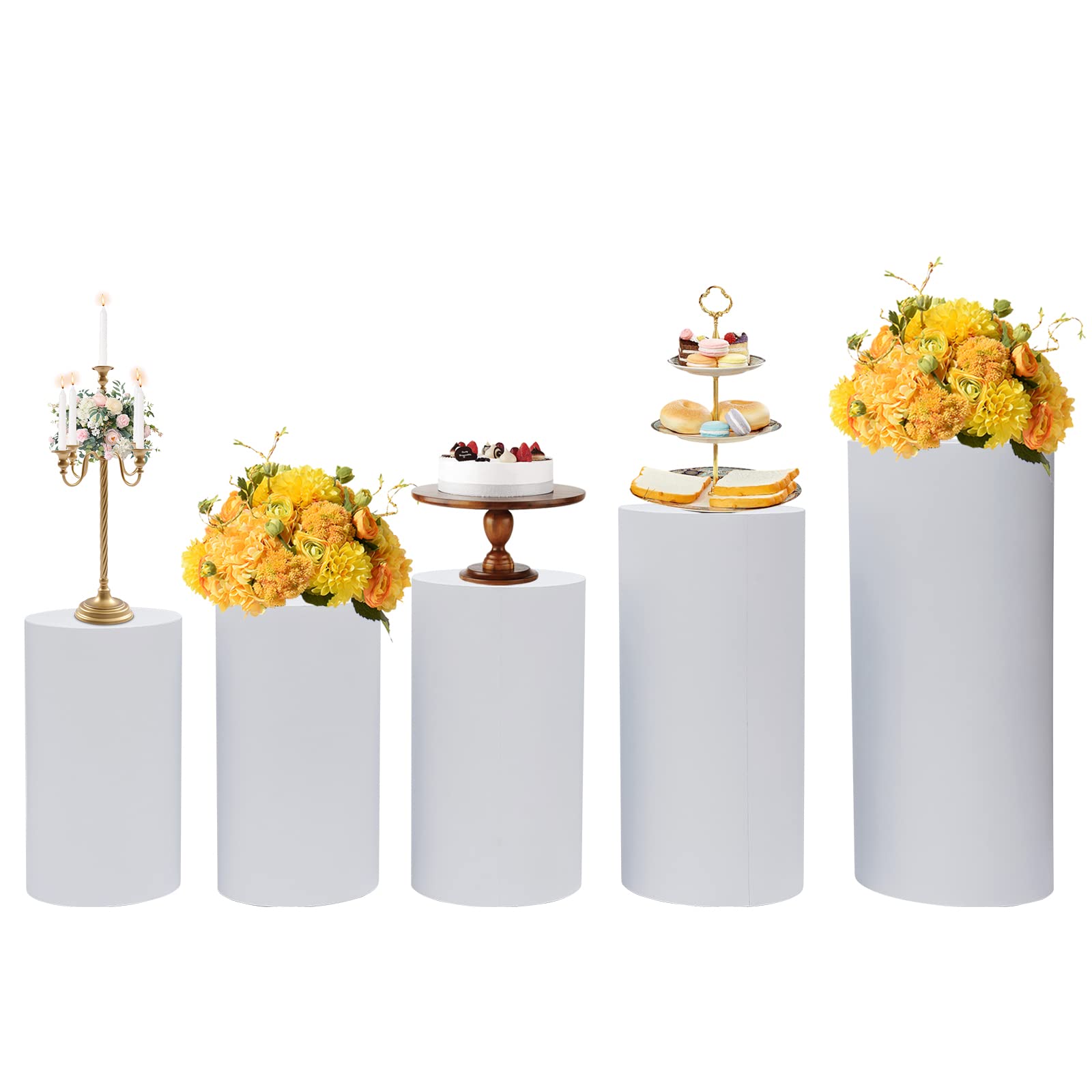 LOYALHEARTDY Cylinder Pedestal Stand, Metal Cylinder Stands for party Event Decor Round Cylinder Stand Pedestal Display for Wedding Decoration (5Pcs)
