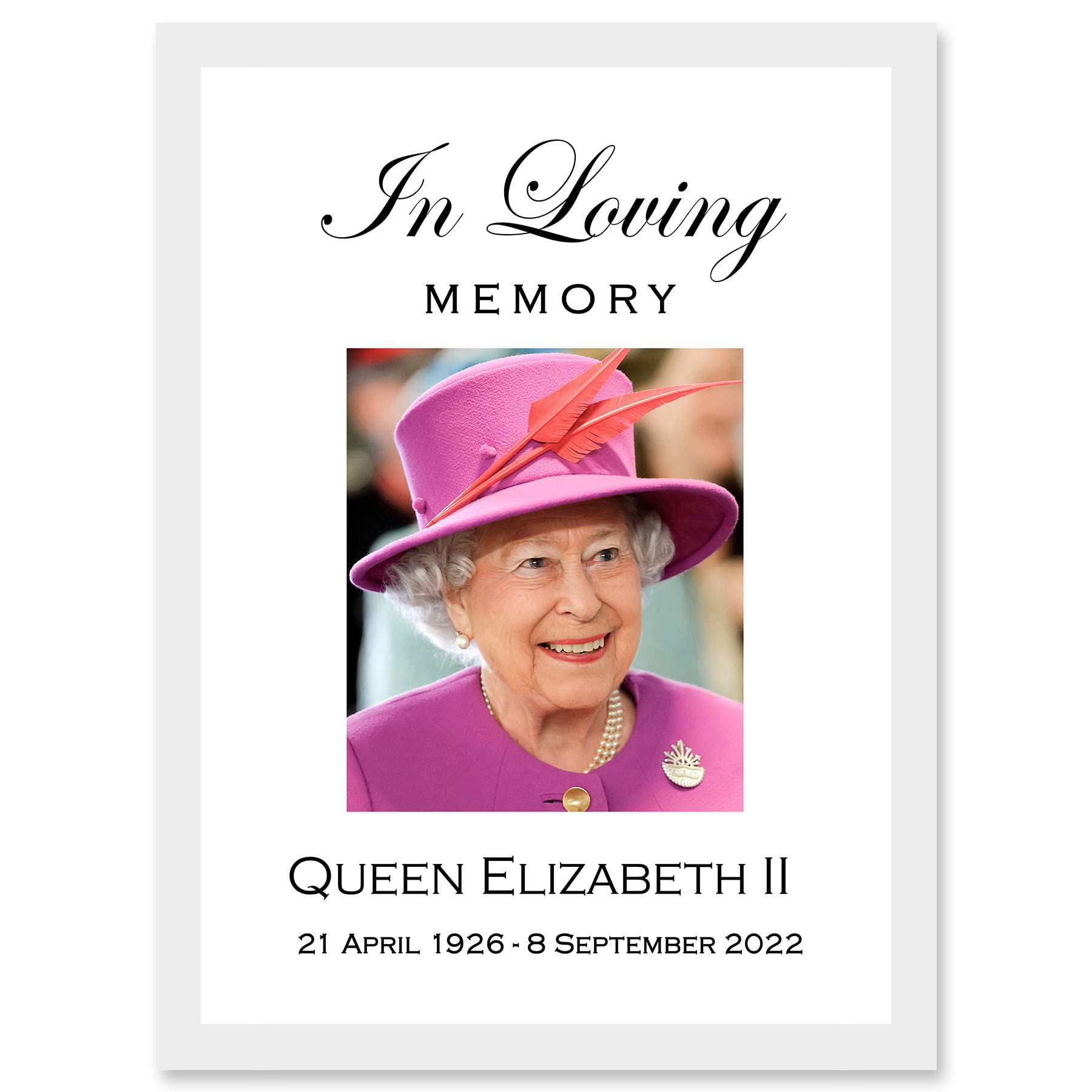 Queen Elizabeth II Portrait Artwork - Framed Wall Art Print - A4 Size - Artery8
