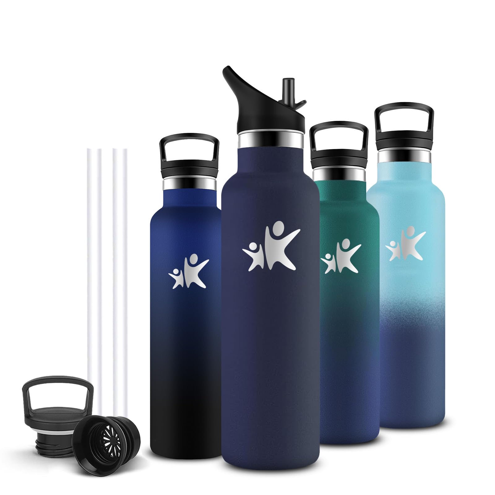Insulated Water Bottle, 750ml Thermal Bottle, BPA Free, Thermal Water Bottles with Straw, Leakless Gym Bottle, Keeps Hot for 12 Hours/Cold 24 Hours, Gym Bottle, Cycling