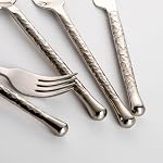 Glam Forged 20-Piece Cutlery Set for 4, 18/10 Stainless Steel Flatware Set, Unique Hammered Silverware Set, Spoon and Fork Set for Home Kitchen Hotel Restaurant Wedding Housewarming