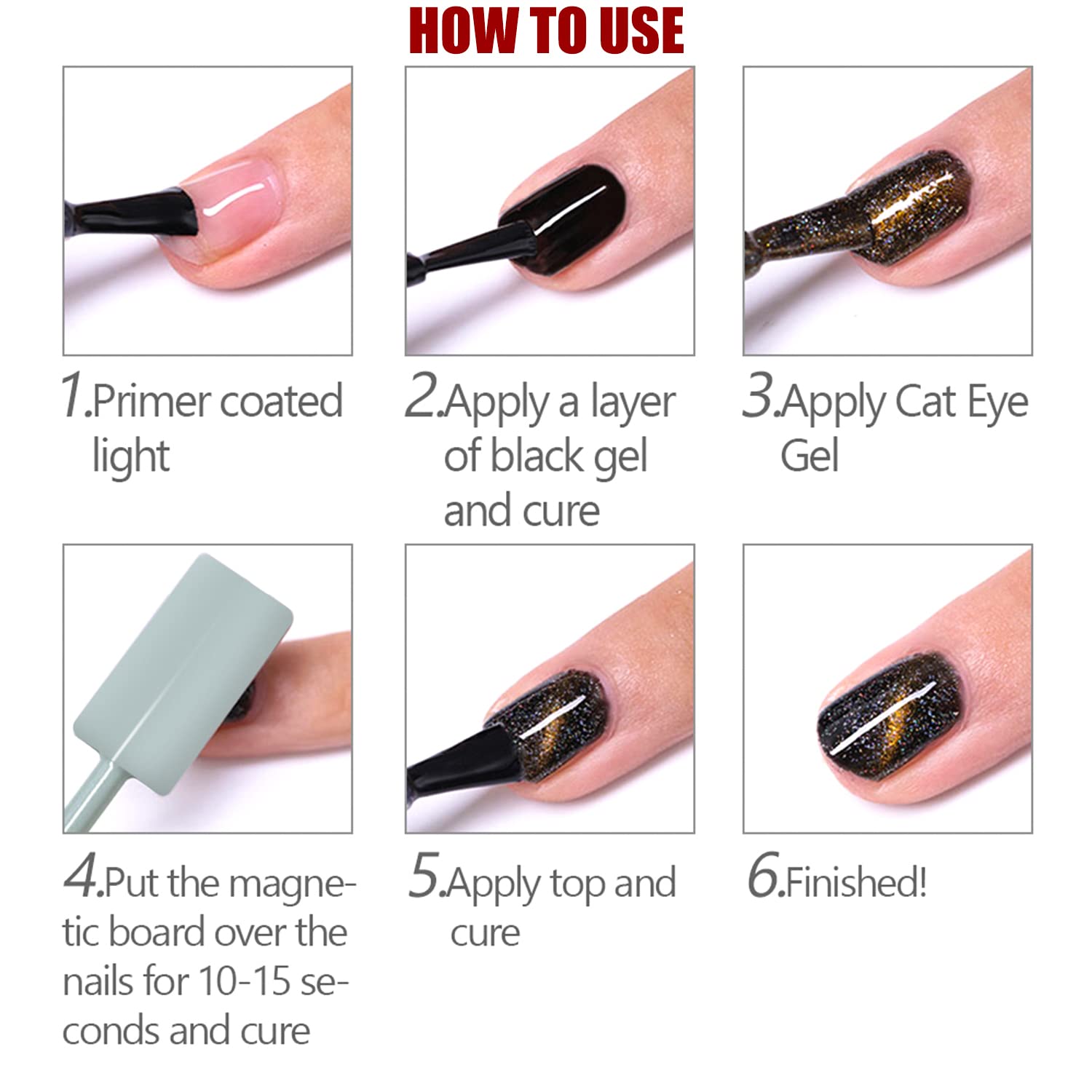 5 Pieces Nail Magnet Stick Cat Eye Magnet Tool Double-Headed Nail Art Magnet Stick Set Magnet Wand Strong Magnet Stick for Home DIY, Salon, Studio