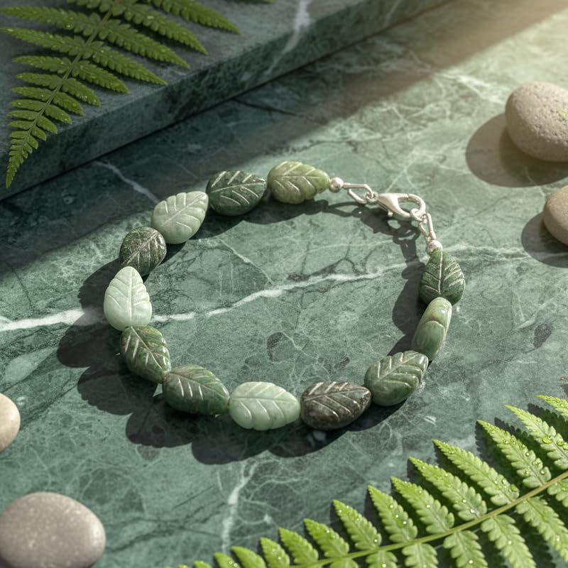 LKBEADS Bransoletka z ogniw naturalnej szmaragdy o wymiarach 13x8 mm w kształcie liścia, fasetowana zielona kamienna biżuteria, 17,78 cm, bransoletka do nakładania, ręcznie robiona biżuteria |LK_SLNK