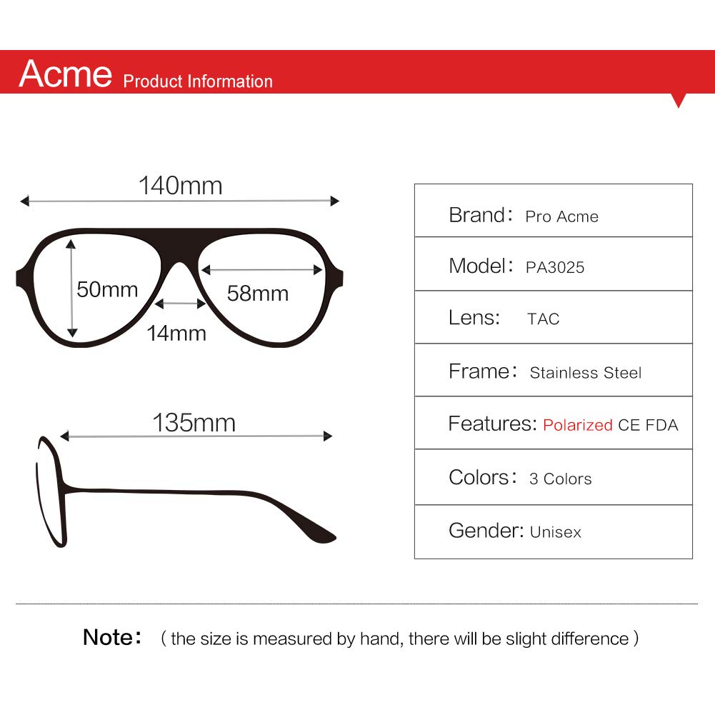 Pro Acme Sonnenbrille Herren Damen Klassische Pilotenbrille Glaslinse Fliegerbrille Unisex Piloten Sonnenbrille