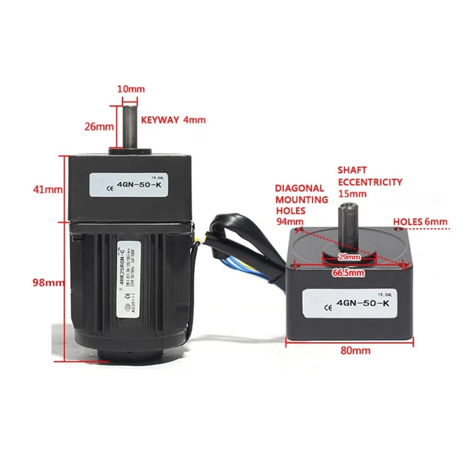 Silnik Krokowy, 25W 4RK25GN-C 415-4.2RPM AC Reversible Gear Variable Speed Motor 1:3-1:300 Reducer Geared(40K(0-33rpm))