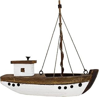 Linfevisi Wooden Sailboat Decorations Nautical Sail Boats Model Decor Table Top Beach Coastal Ocean Themed Home Decor Ornaments Rustic Wood Sailing Boats Ships Nautical Decor for Bathroom 5.9" H