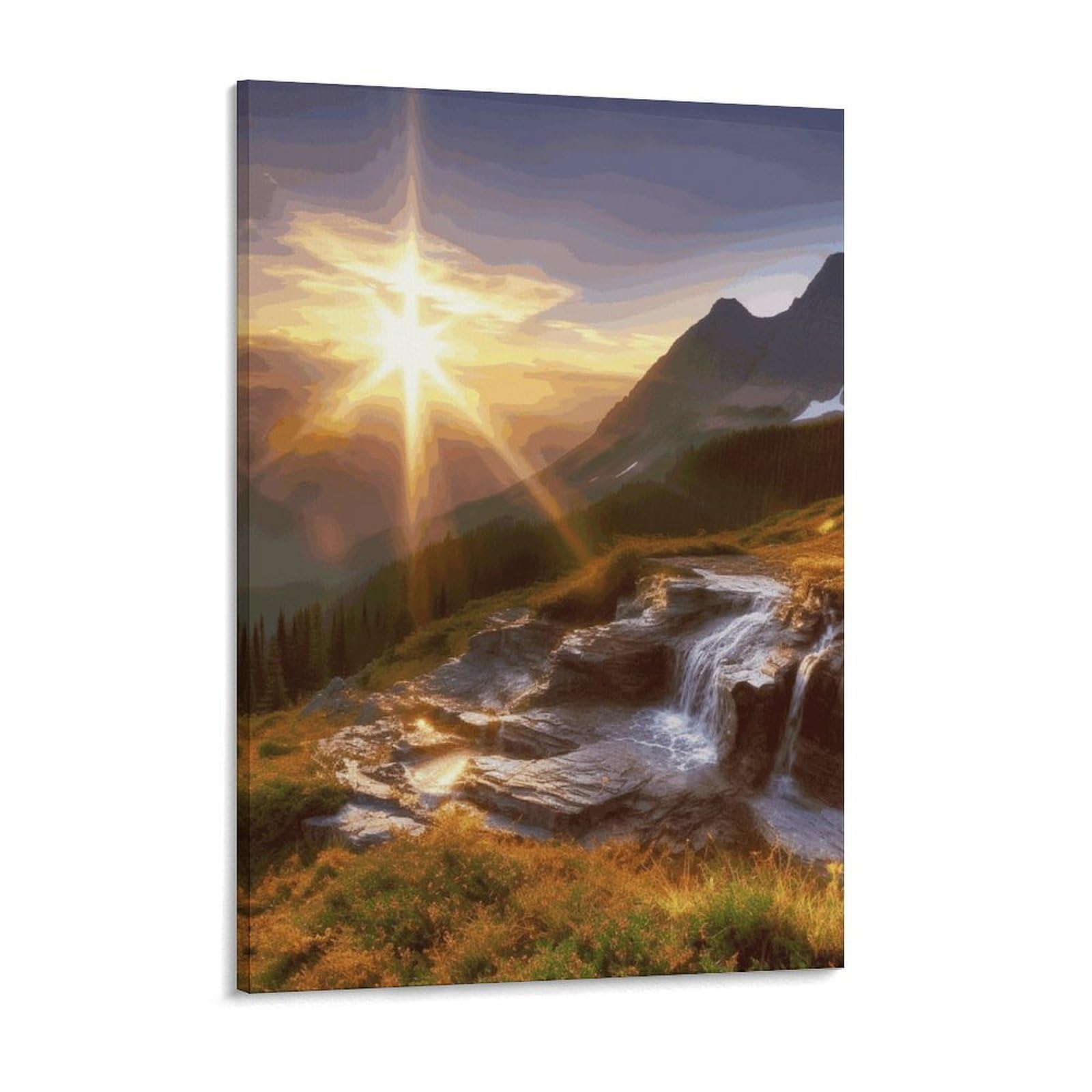 NTVOWPZO Mountain Sunrise Landscape Canvas Wall Art for Bedroom 12x16inch Canvas Prints Artwork for Walls Modern Picture Artwork Painting for Living Room Aesthetic Wall Paintings for Bathroom Kitchen