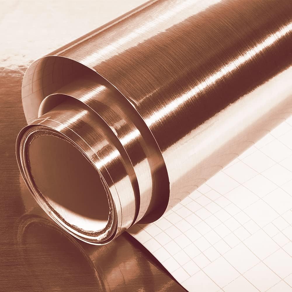 Rose Gold Stainless Steel Contact Paper Peel and Stick Wallpaper Removable Metal Look 17.7inchx118.1inch Waterproof Easy to Clean Self-Adhesive Vinyl DIY Decorate for Countertops Kitchen