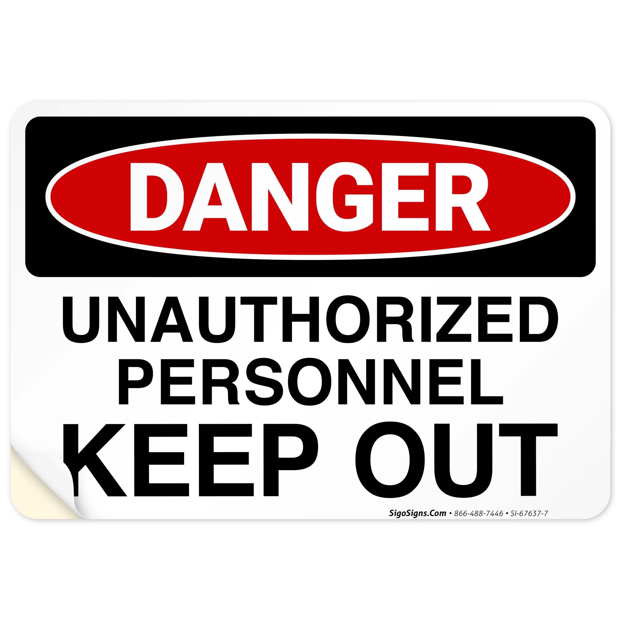Danger Unauthorized Personnel Keep Out Sign, 10x7 Inches, 4 Mil Vinyl Decal Stickers Weather Resistant, Made in USA