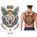 Glaryyears Super Big Full Back Covered Temporary Tattoos, 3 Pack Large Fake Realistic Tattoo Stickers for Adults Men Women, Scary Fierce Tiger Snake Serpent Design