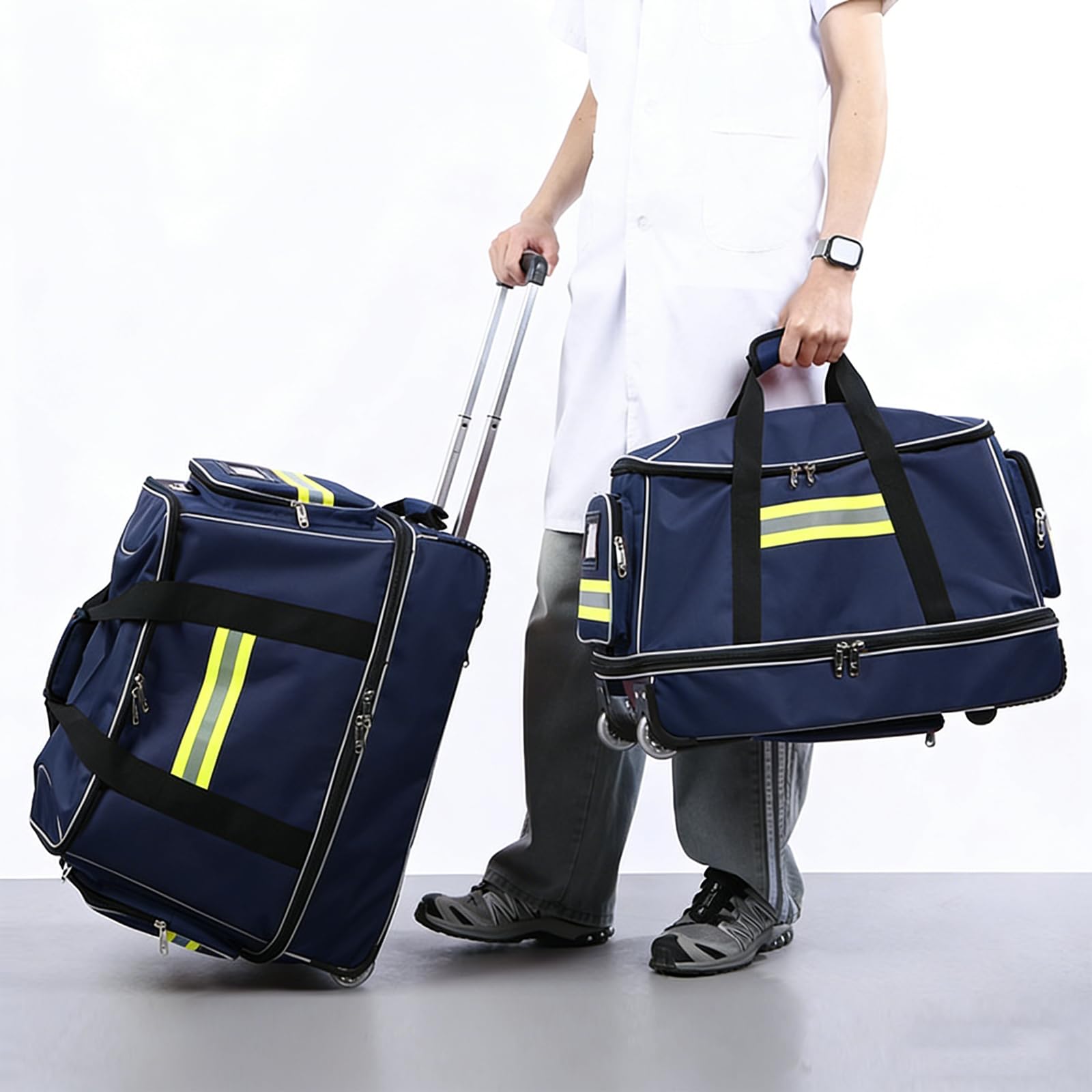 Borsa di emergenza per salti di emergenza, zaino ignifugo in tessuto Oxford, grande capacità, impermeabile, con ruote, per polizia/vigili del fuoco/infermieri domestici