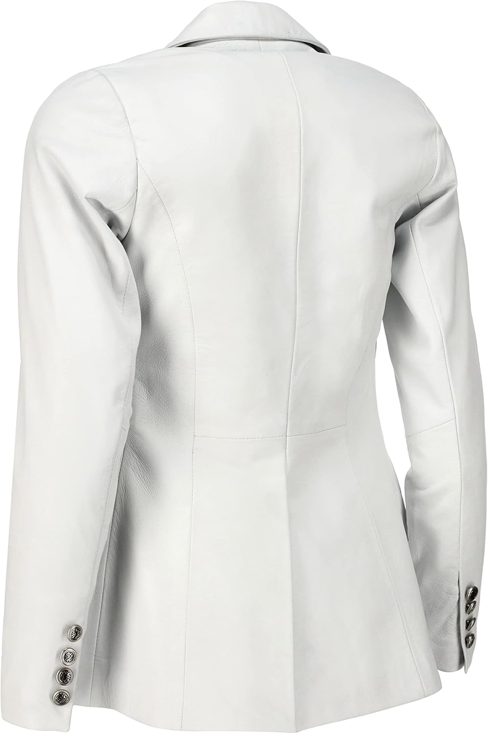 Jild Double Breasted Fancy Buttons Lambskin Leather Blazer Women - Kim Kardashian Long Sleeve Coat Style Leather Jacket Women - Image 2