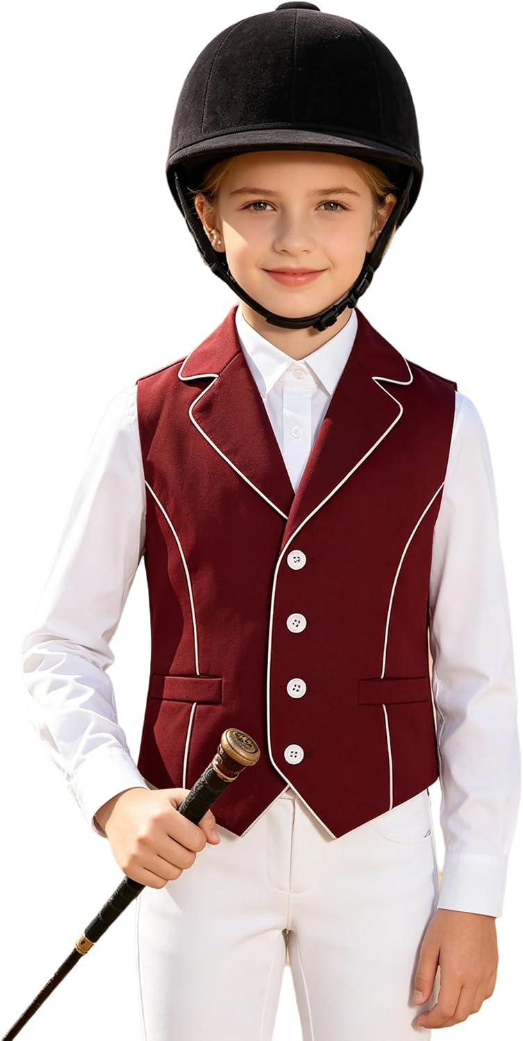 Kids Equestrian Jacket Sleeveless Horse Riding Top Competition Show Coat for Sports Camping