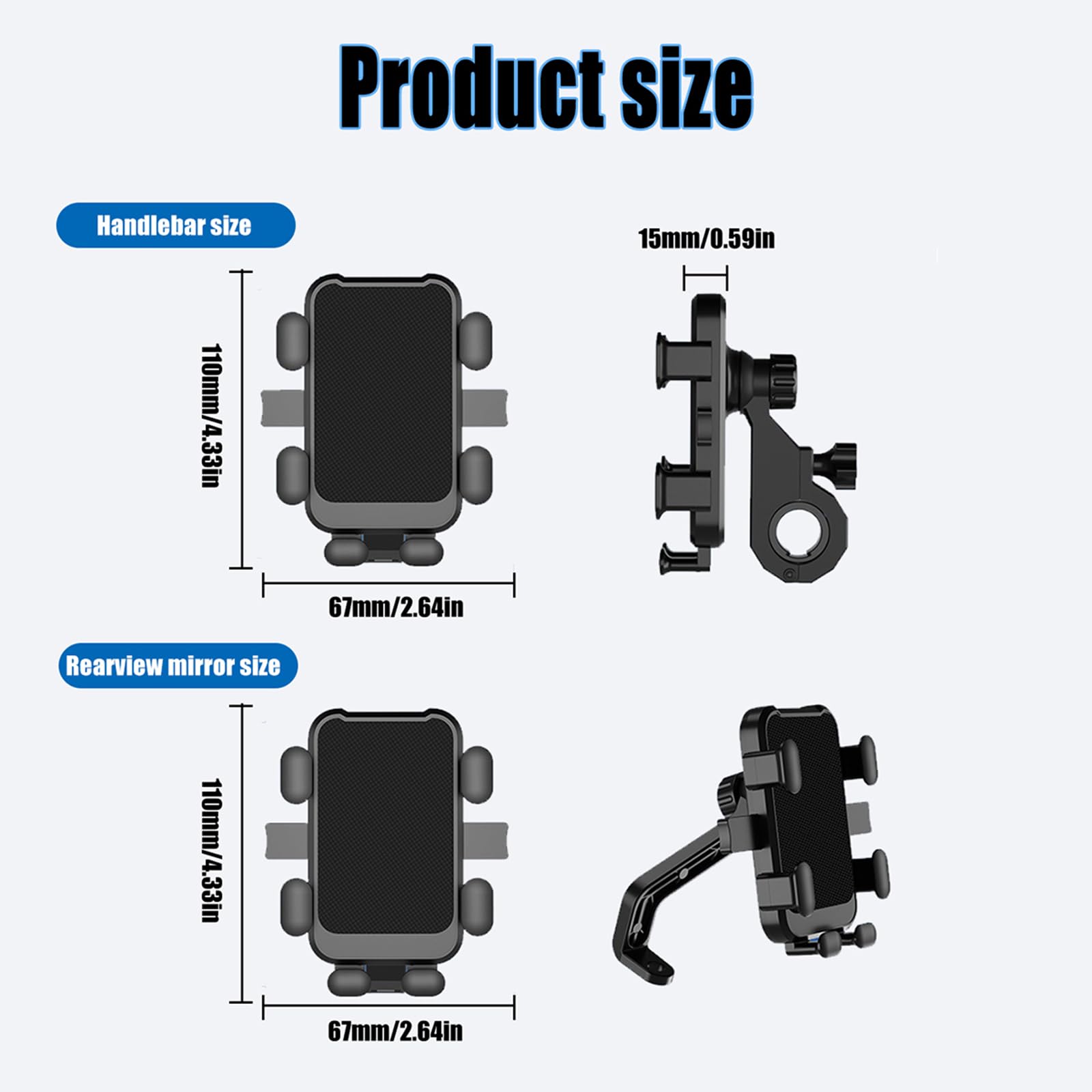 YOFAB Motorcycle Phone Mount For Peugeot Metropolis 400i RS, Anti Vibration Anti Slip Detachable Motorbike Phone Holder, 360 Rotatable Phone Mount - View #12