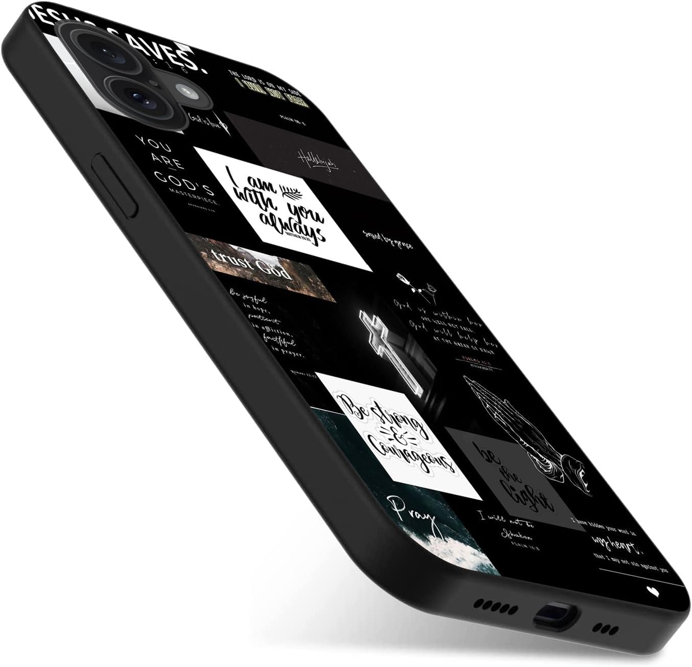 Compatible with iPhone 16 Case, Black Christian Postive Quotes Design Drop Protection Slim Shockproof TPU Case Gift for Men Women image 2