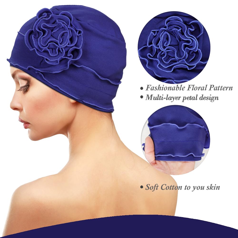AIPESL 6 turbantes de quimioterapia de algodón, suaves gorros elásticos para quimioterapia para mujeres con pérdida de cabello