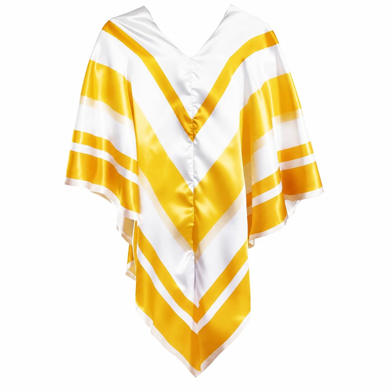 Vervora Women's 70s Fancy Dress Poncho Retro Disco Costume V-Neck Satin Cape 1970s Pop Star Outfit for Hen Do Themed Party Music Festival (Gold)