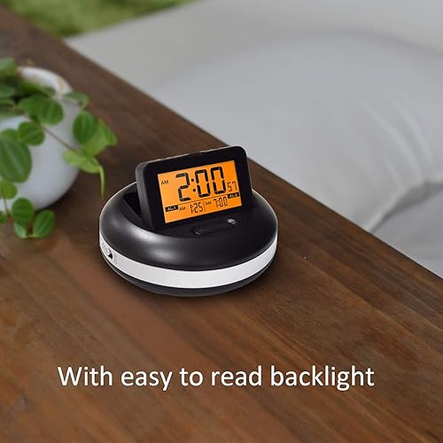 Miniatura 5 de dretec Reloj despertador vibratorio con pantalla LED, vibración súper fuerte para personas que duermen con problemas auditivos sordos, 1.3 pulgadas