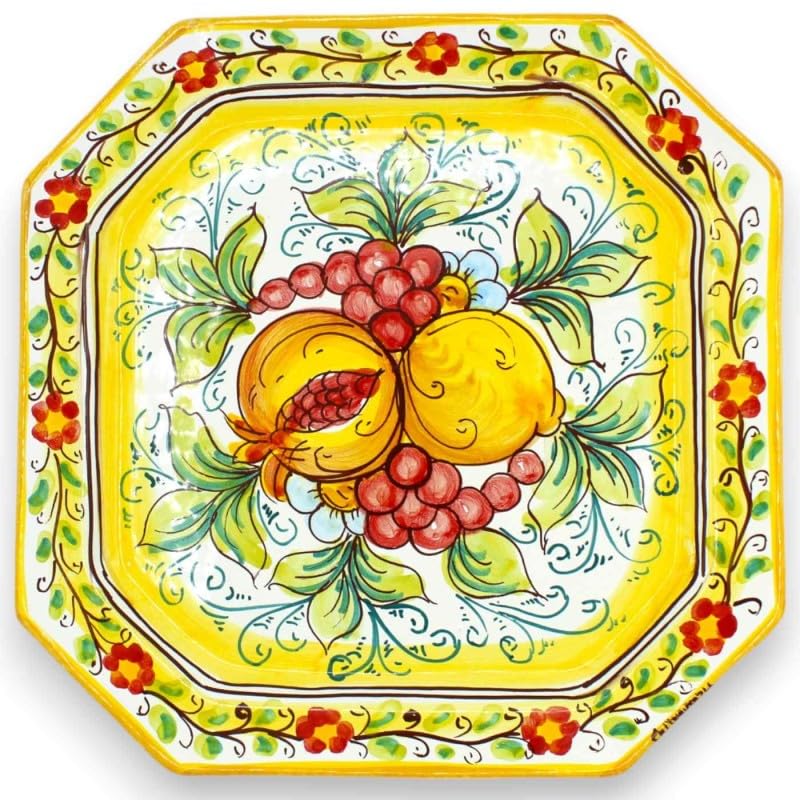 Assiette octogonale en céramique Caltagirone pour rompre la table banale