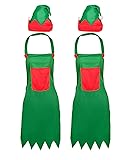 2 Pack Elf Apron Christmas Elves Apron Santa Elf Hats for Adult April Fool's Day Gifts