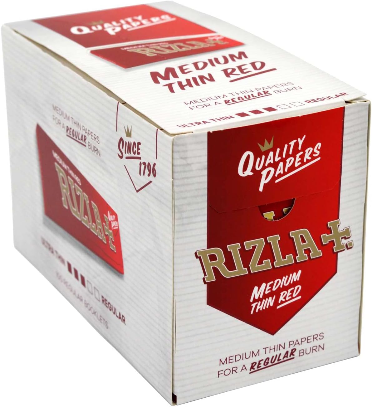 Rizla Red Regular Size Slim Rolling Paper, BOX OF 100 BOOKLETS