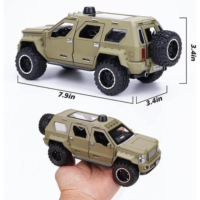 Image of Kids Model 1:24 Pattong Die Cast Metal Car Pull Back Action Opening Doors with Realistic Engine Sound Lights Toy Car Gift for Boys - Yellow