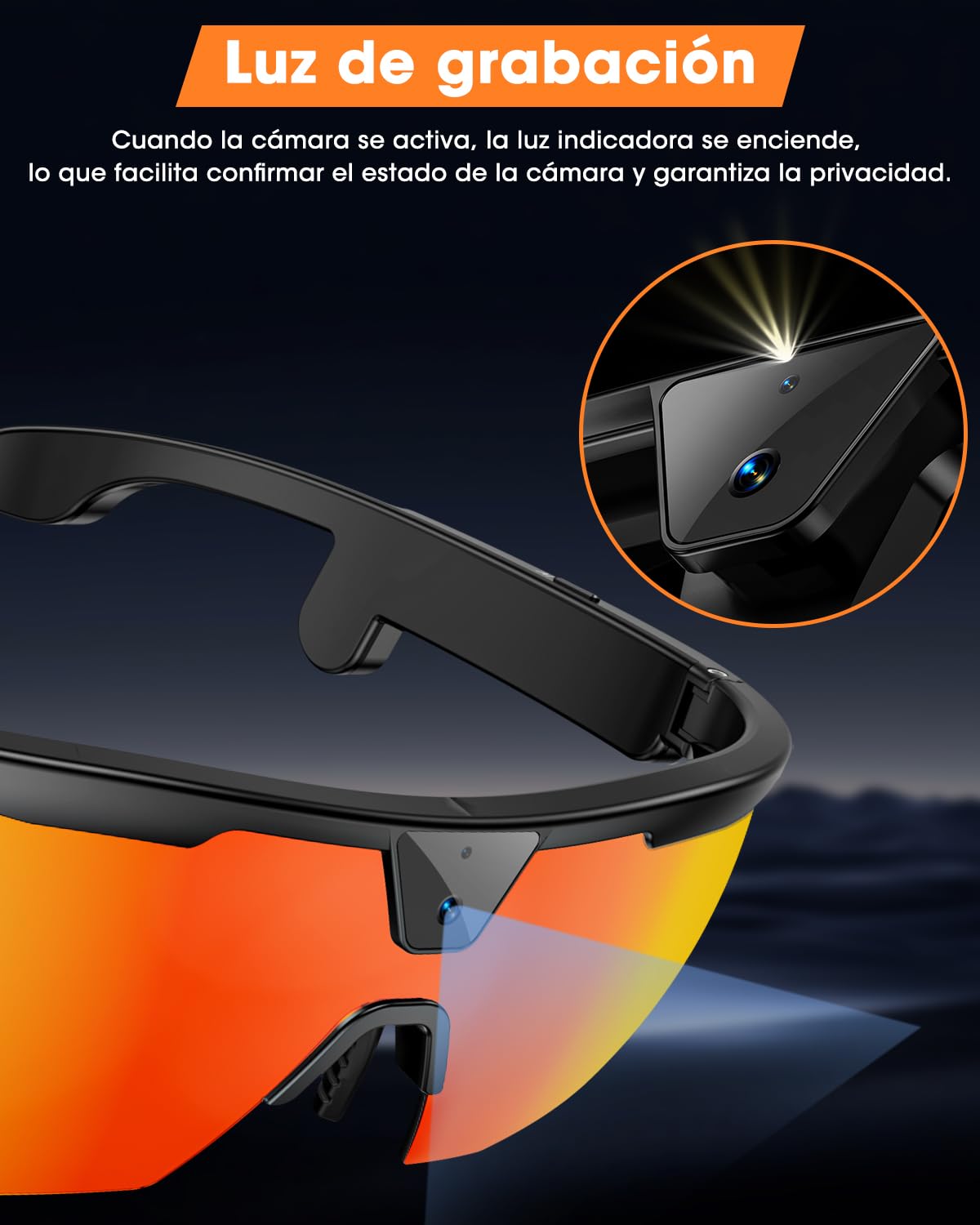 Mingtawn Gafas Inteligentes con CáMara, Ciclismo Gafas IA para Hacer Fotos/Realizar Llamadas Bluetooth/Reproducir MúSica/Traducir/Grabar Audio, Gafas De Sol UV400